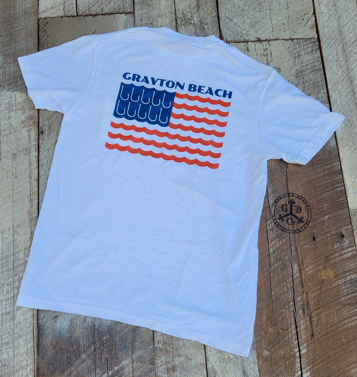 Short Sleeve American Flag Greyton Beach Shirt